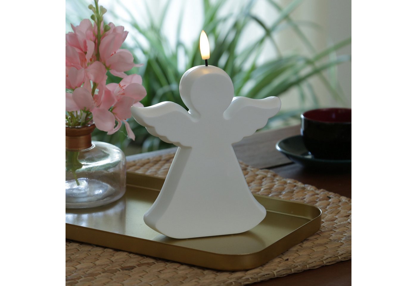 MARELIDA LED-Kerze Engel Gartenfigur Grabdeko 3D Flamme 18cm Timer Batterie f. Außen weiß MARELIDA LED-Kerze Engel Gartenfigur Grabdeko 3D Flamme 18cm Timer Batterie f. Außen weiß von MARELIDA