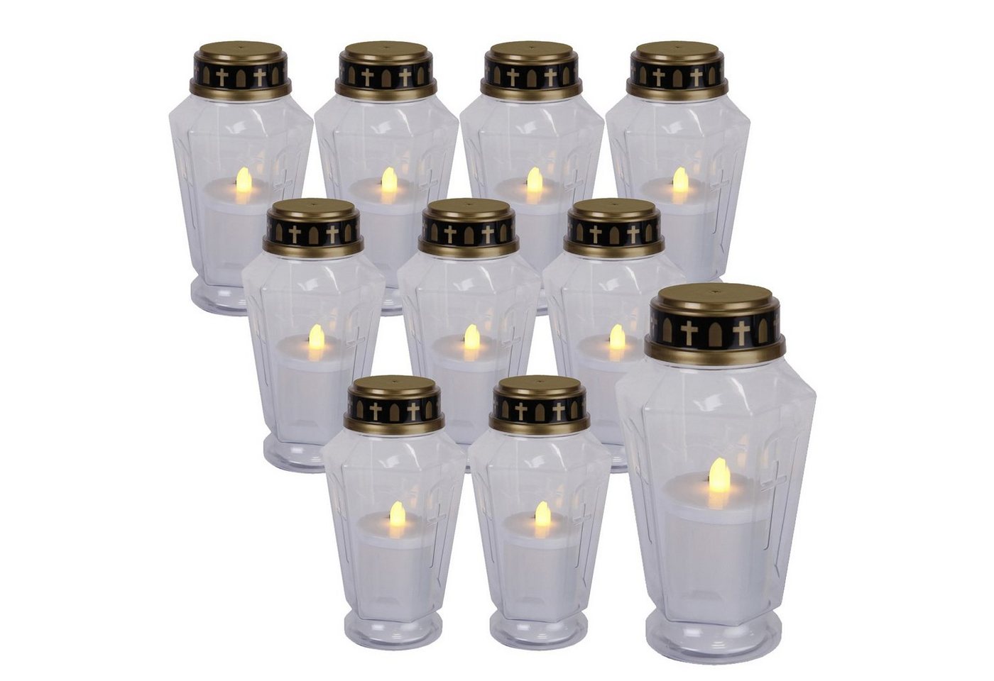 MARELIDA LED-Kerze LED Grabkerze Grablicht Novenkerze flackernd 1000h H: 15,5cm 10St (10-tlg) von MARELIDA