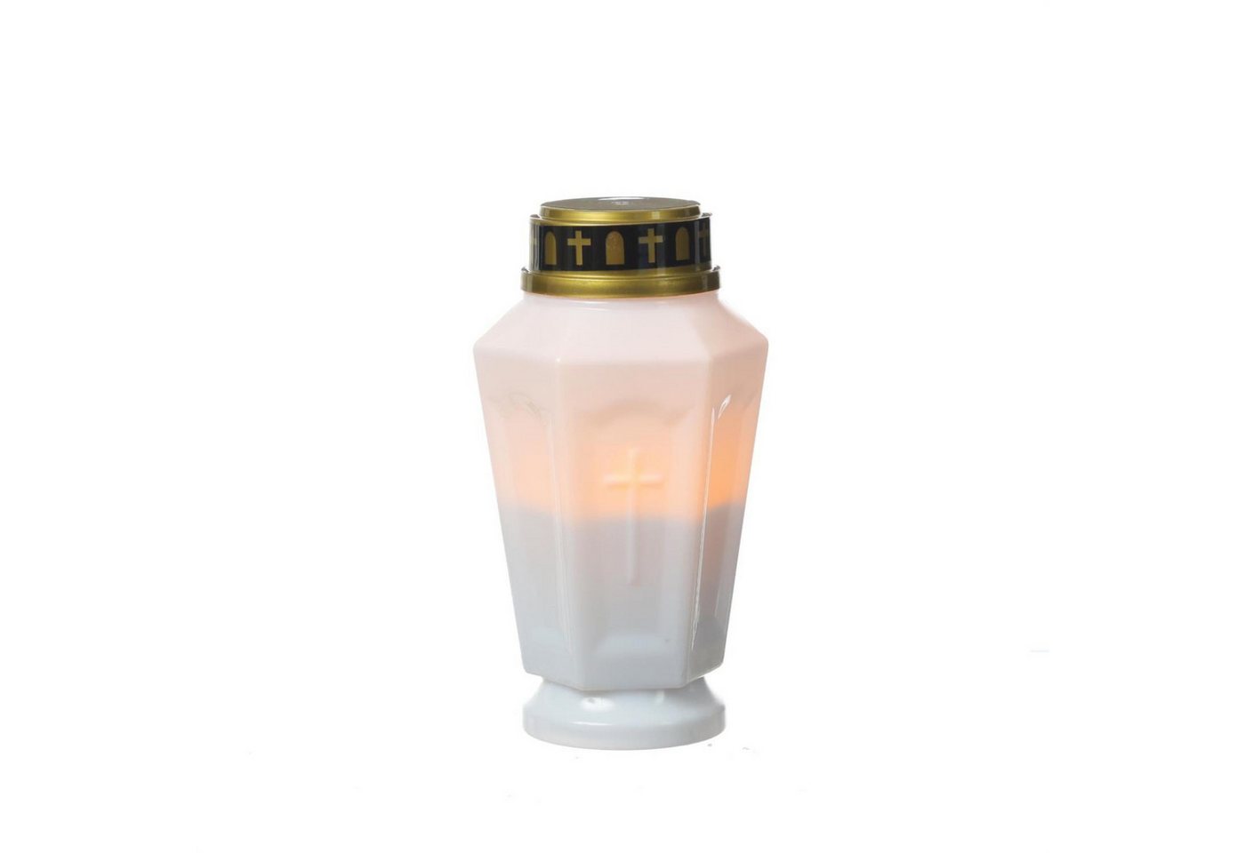 MARELIDA LED-Kerze LED Grablicht Grabkerze Grableuchte flackernd Timer H: 15,5cm weiß (1-tlg) von MARELIDA