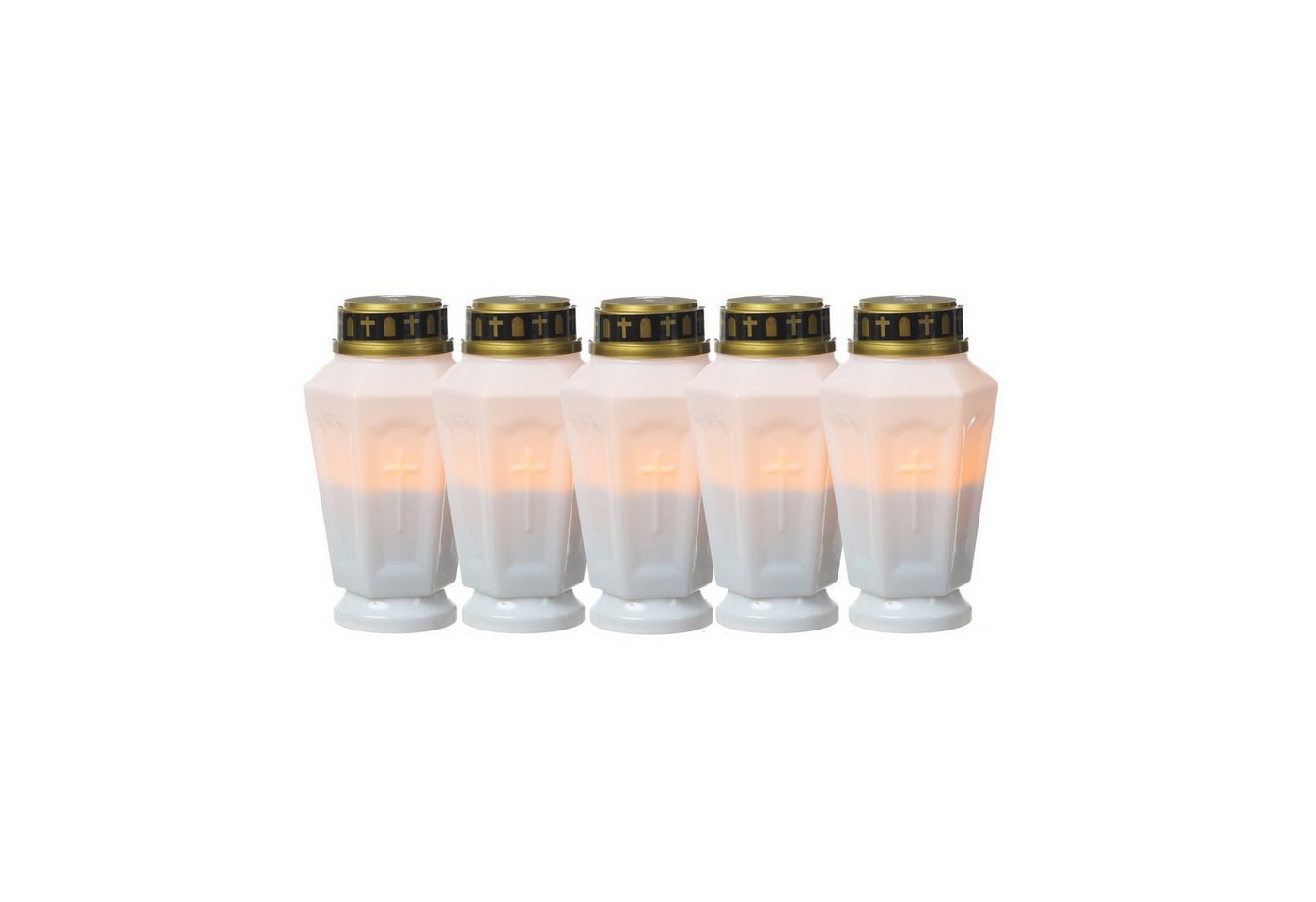 MARELIDA LED-Kerze LED Grablicht Grabkerze Grableuchte flackernd Timer H: 15,5cm weiß 5St (5-tlg) von MARELIDA