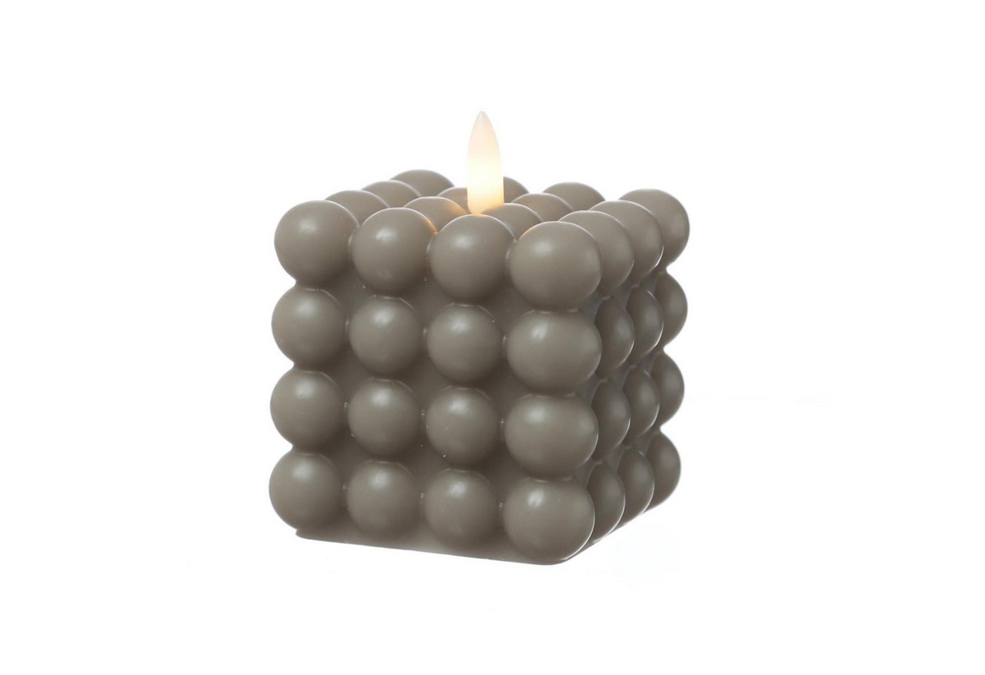 MARELIDA LED-Kerze Bubble Würfel Cube Kerze Echtwachs H: 9,5cm Timer grau (1-tlg) von MARELIDA