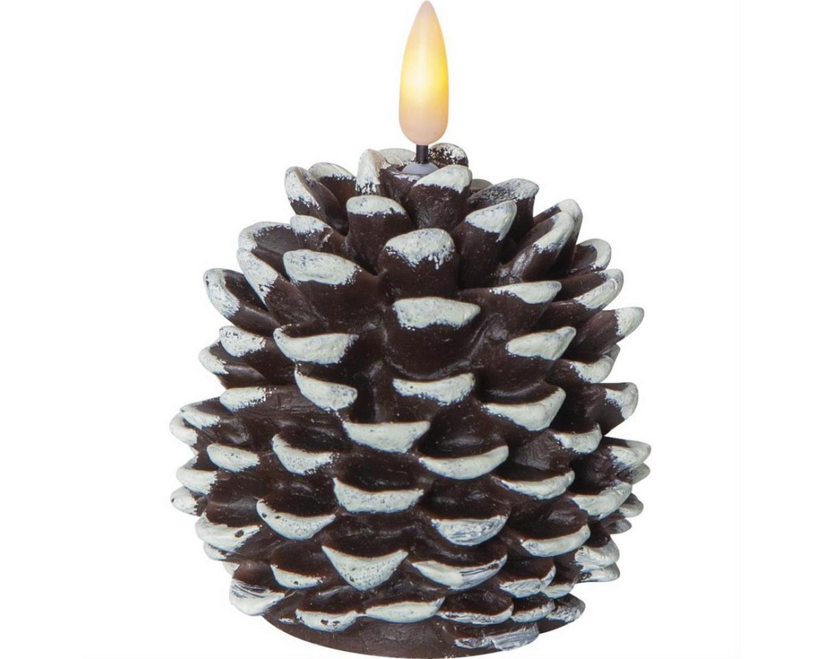 MARELIDA LED-Kerze LED Kerze Kiefernzapfen Tannenzapfen Echtwachs H: 10,5cm D: 8cm Timer von MARELIDA