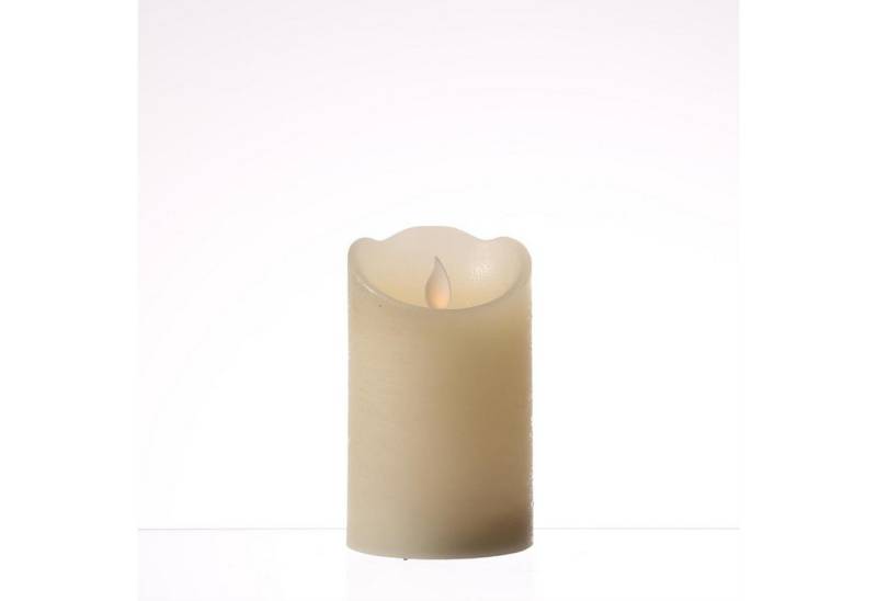 MARELIDA LED-Kerze mit beweglicher Flamme Echtwachs Rustik-Optik H: 12,5cm Timer creme von MARELIDA