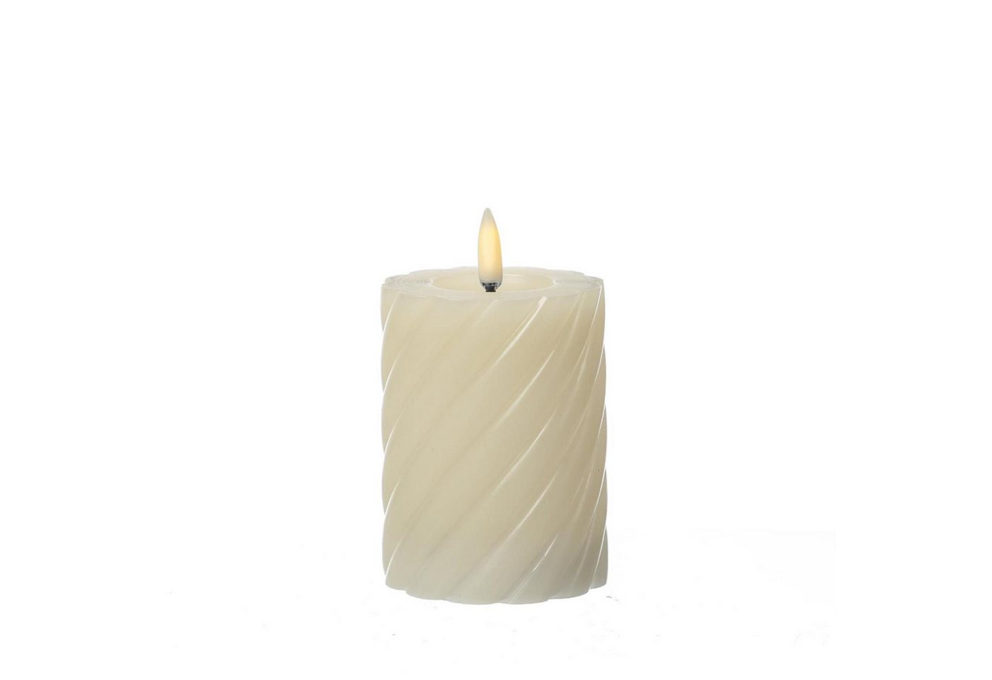 MARELIDA LED-Kerze LED Kerze Twist Echtwachs gedreht flackernd H: 12,5cm Timer creme (1-tlg) von MARELIDA