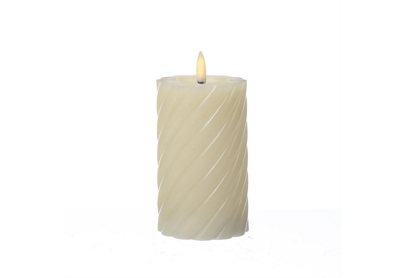 MARELIDA LED-Kerze LED Kerze Twist Echtwachs gedreht flackernd H: 15cm Timer creme (1-tlg) von MARELIDA