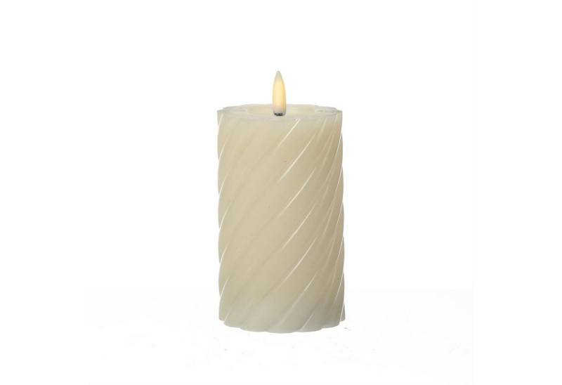 MARELIDA LED-Kerze LED Kerze Twist Echtwachs gedreht flackernd H: 15cm Timer creme (1-tlg) von MARELIDA