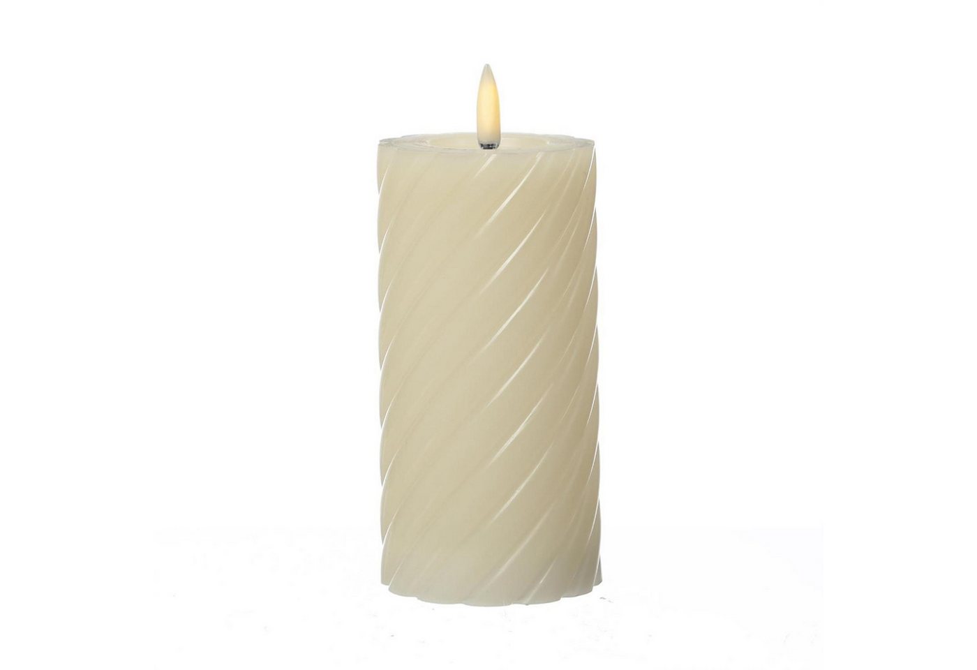 MARELIDA LED-Kerze LED Kerze Twist Echtwachs gedreht flackernd H: 17,5cm Timer creme (1-tlg) von MARELIDA