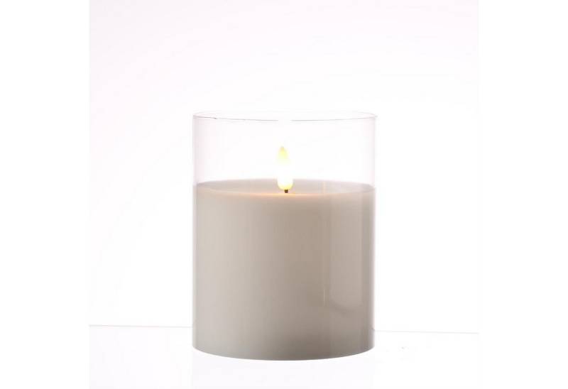 MARELIDA LED-Kerze LED Kerze im Glas Windlicht Echtwachs Timer H: 12,5cm D: 10cm weiß (1-tlg) von MARELIDA