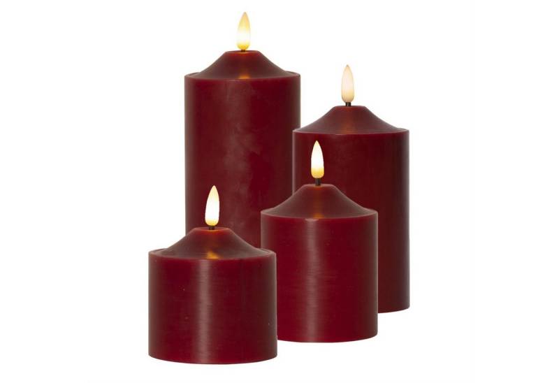 MARELIDA LED-Kerze LED Kerzenset Adventskerzen Weihnachten flackernd 4 Größen Timer rot (4-tlg) von MARELIDA