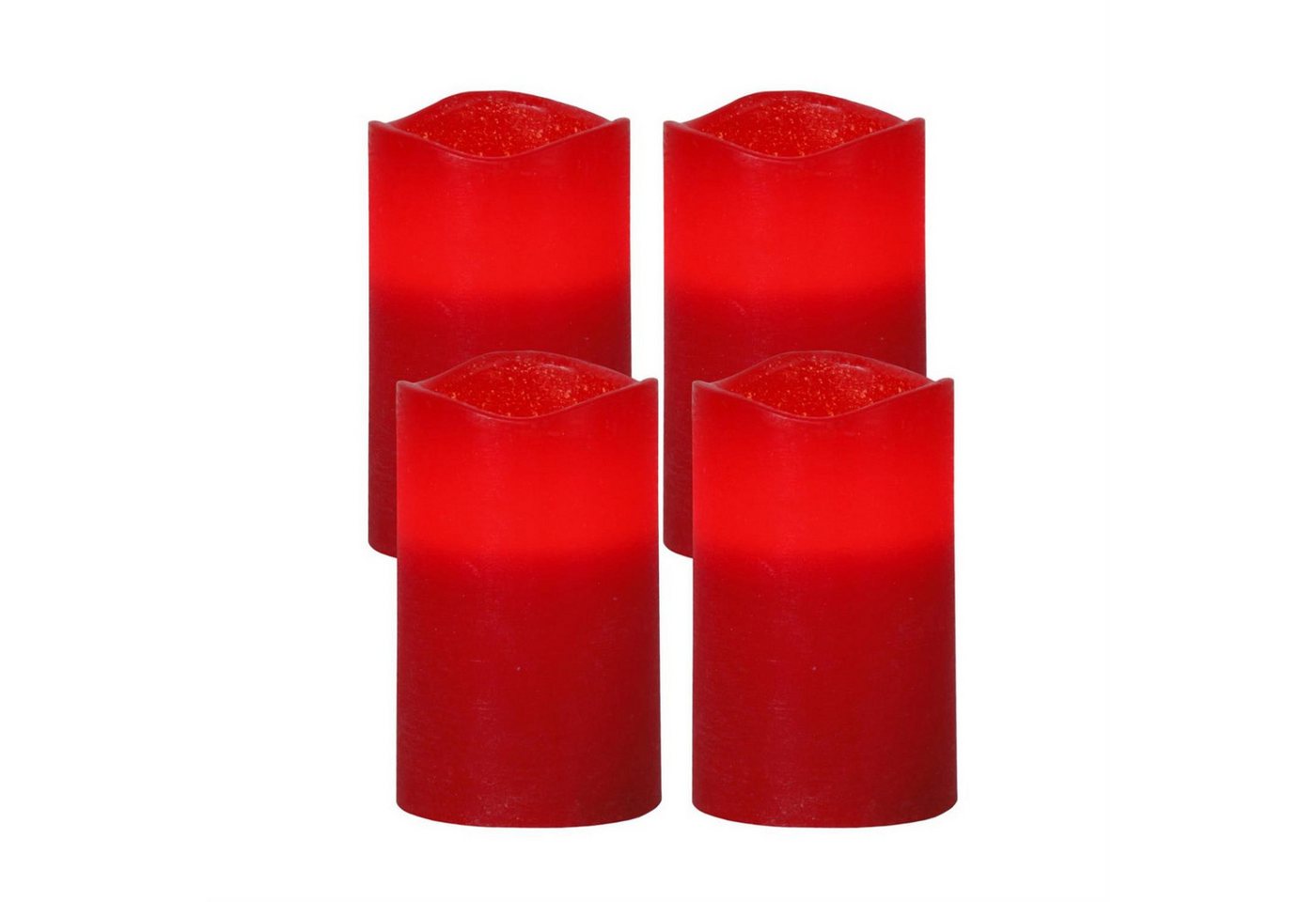 MARELIDA LED-Kerze LED Kerzenset Echtwachs Advent Weihnachten flackernd Timer rot 4er Set (4-tlg) von MARELIDA
