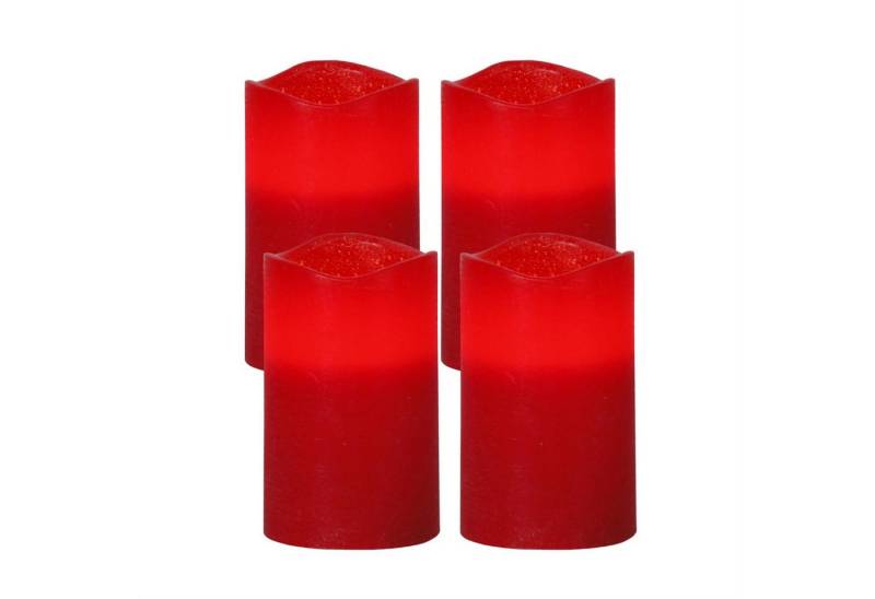 MARELIDA LED-Kerze LED Kerzenset Echtwachs Advent Weihnachten flackernd Timer rot 4er Set (4-tlg) von MARELIDA