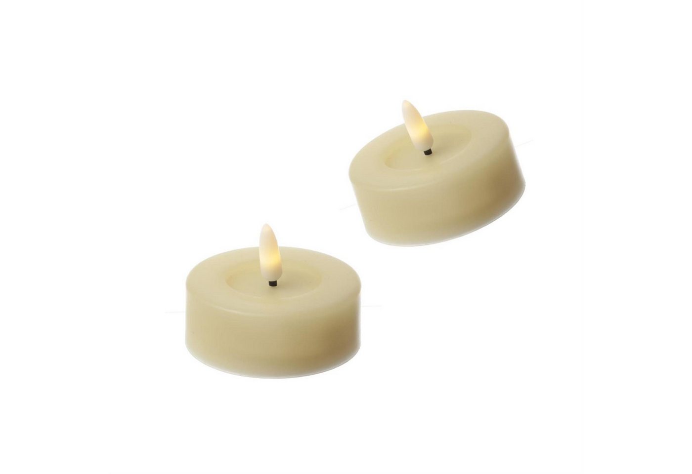 MARELIDA LED-Kerze LED Maxi Teelichter XL Jumbo Outdoor Timer D: 6,8cm creme 2er Set (2-tlg) von MARELIDA