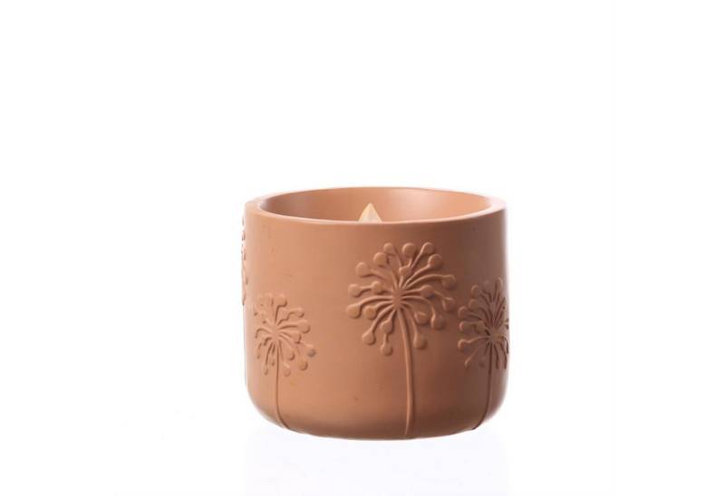 MARELIDA LED-Kerze LED Solar Windlicht Pusteblume Blumenmuster flackernd terracotta (1-tlg) von MARELIDA