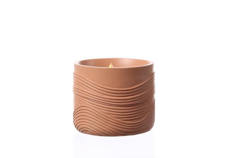 MARELIDA LED-Kerze LED Solar Windlicht Wellenmuster flackernd Tischleuchte terracotta (1-tlg) von MARELIDA
