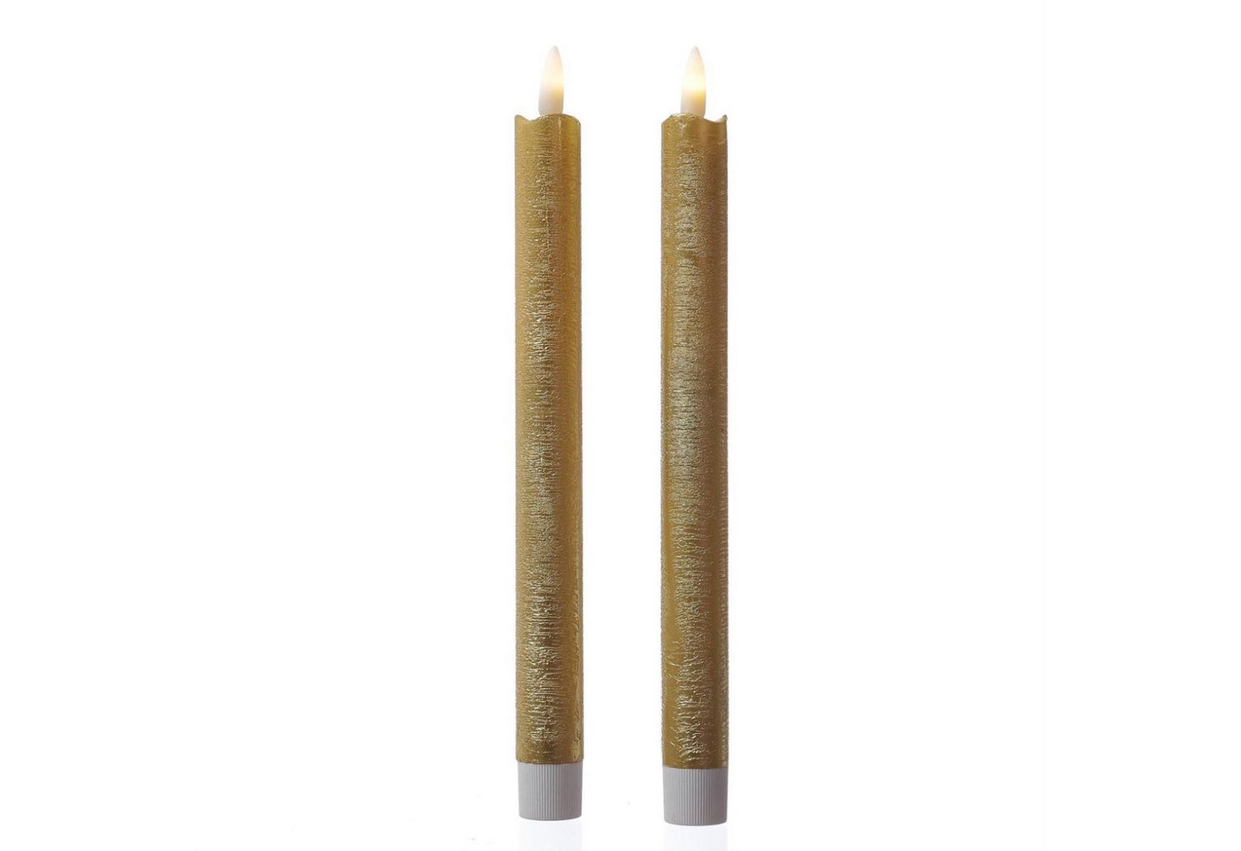 MARELIDA LED-Kerze LED Stabkerzen Tafelkerzen Dinner Spitzkerzen rustikal 25cm gold 2St (2-tlg) von MARELIDA