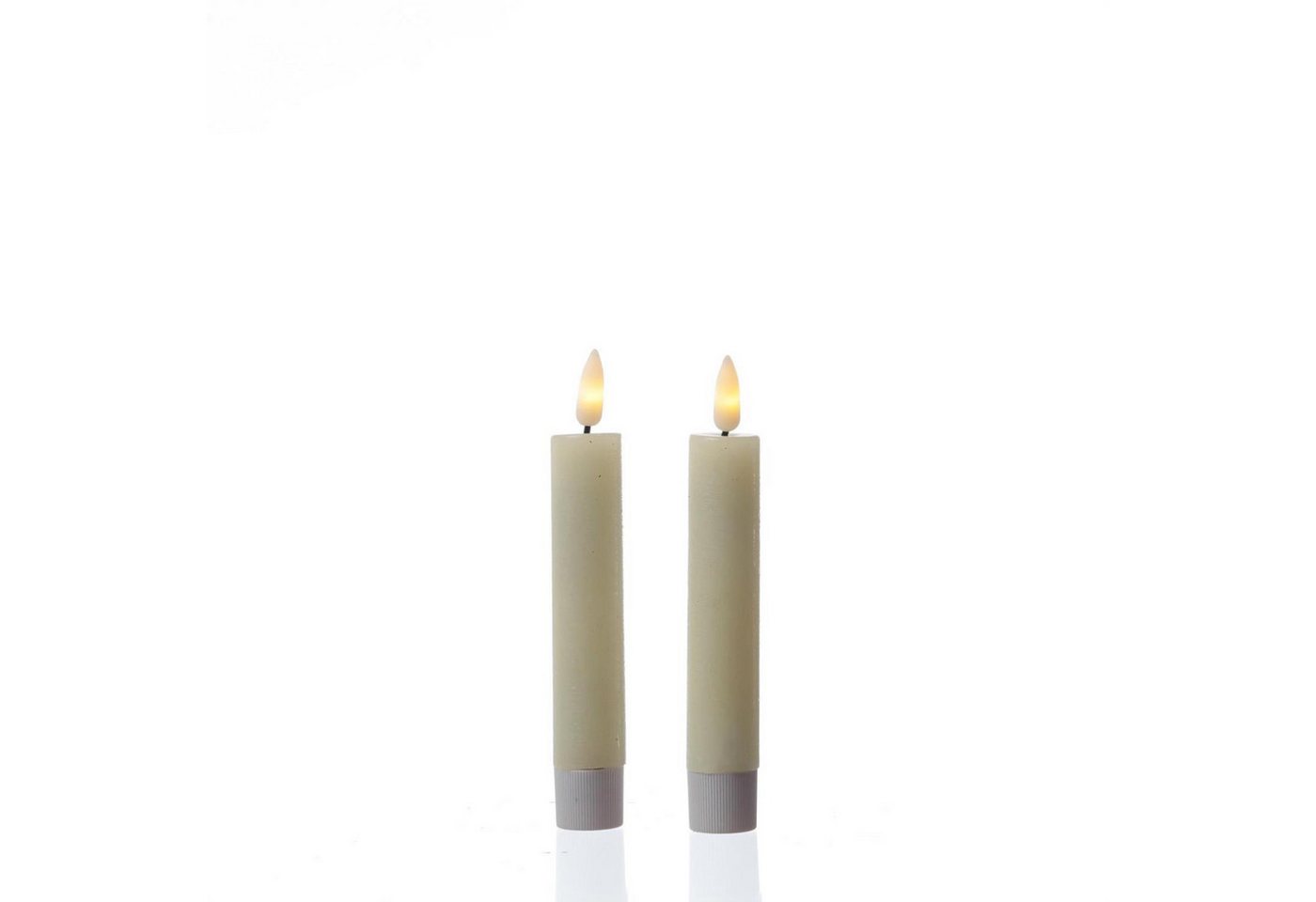 MARELIDA LED-Kerze LED Stabkerzen Tafelkerzen Dinner Spitzkerzen rustikal 14cm creme 2St (2-tlg) von MARELIDA