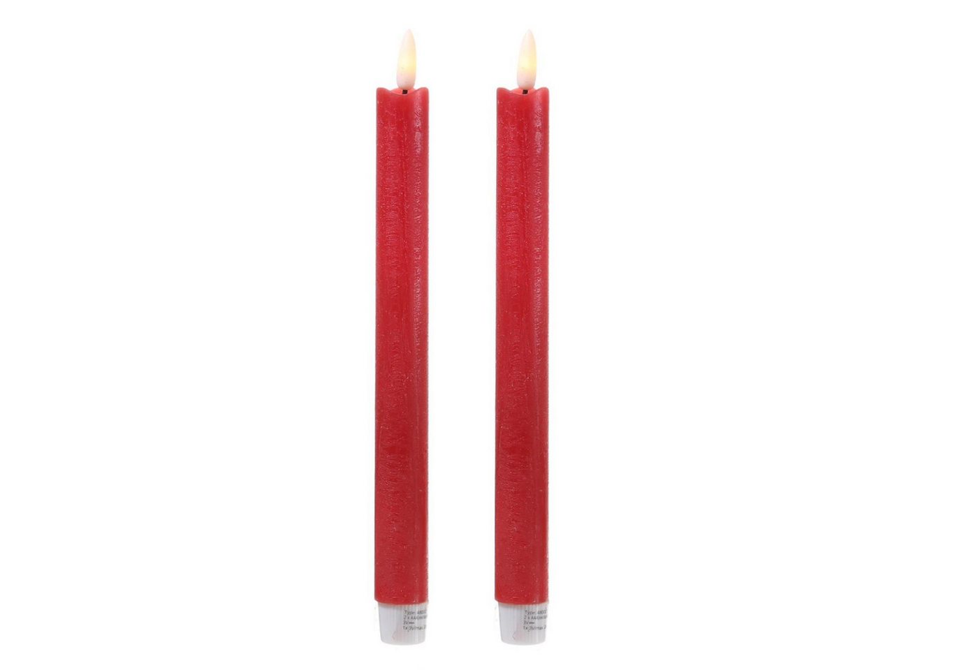 MARELIDA LED-Kerze LED Stabkerzen Tafelkerzen Dinner Spitzkerzen rustikal 25cm rot 2St (2-tlg) von MARELIDA