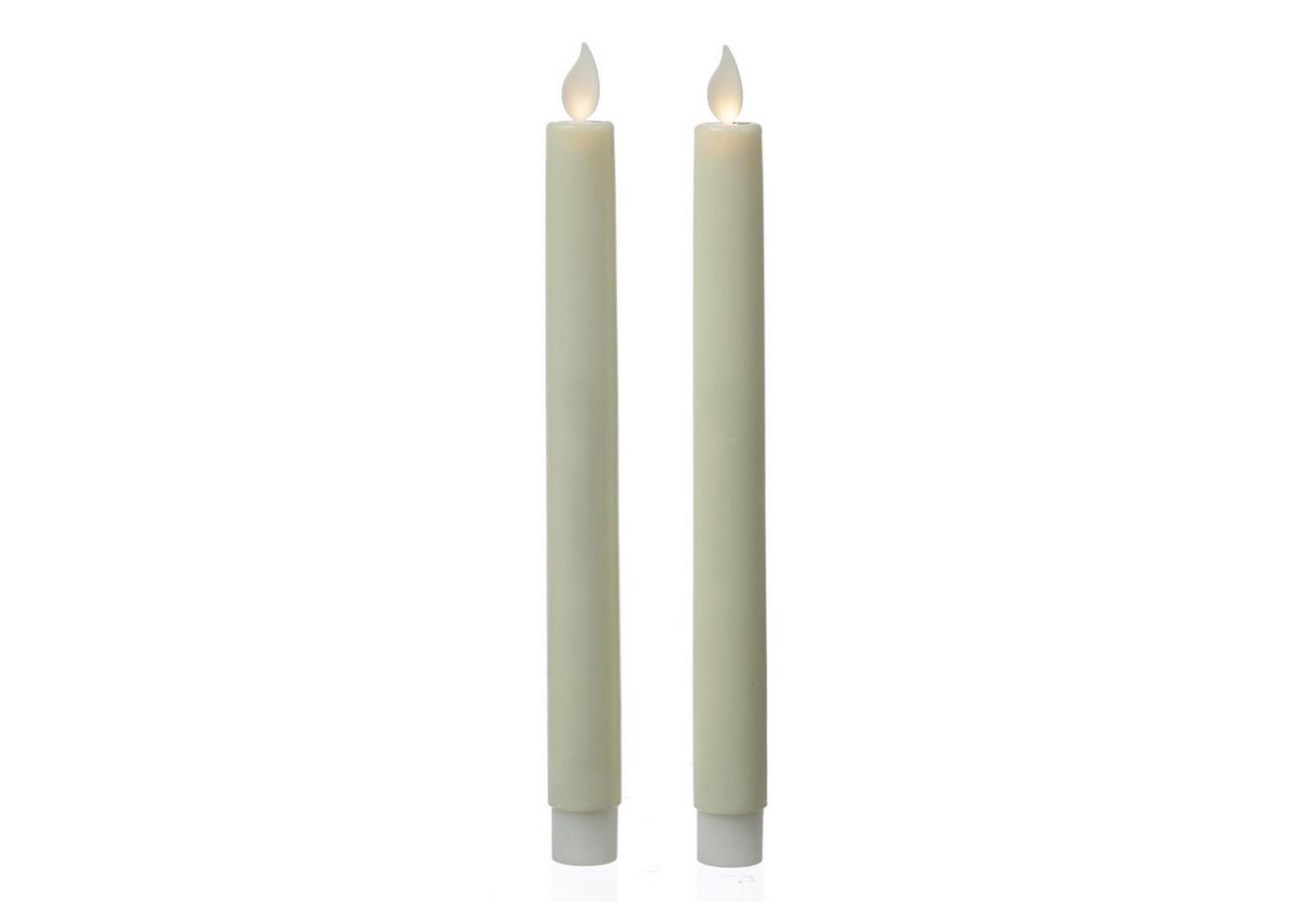 MARELIDA LED-Kerze LED Stabkerzen Tafelkerzen bewegliche Flamme H: 24cm 2er Set creme (2-tlg) von MARELIDA