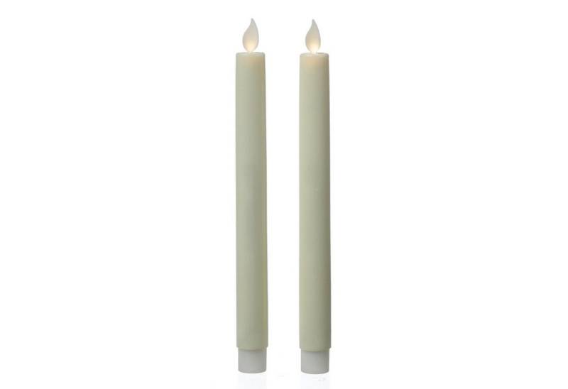 MARELIDA LED-Kerze LED Stabkerzen Tafelkerzen bewegliche Flamme H: 24cm 2er Set creme (2-tlg) von MARELIDA