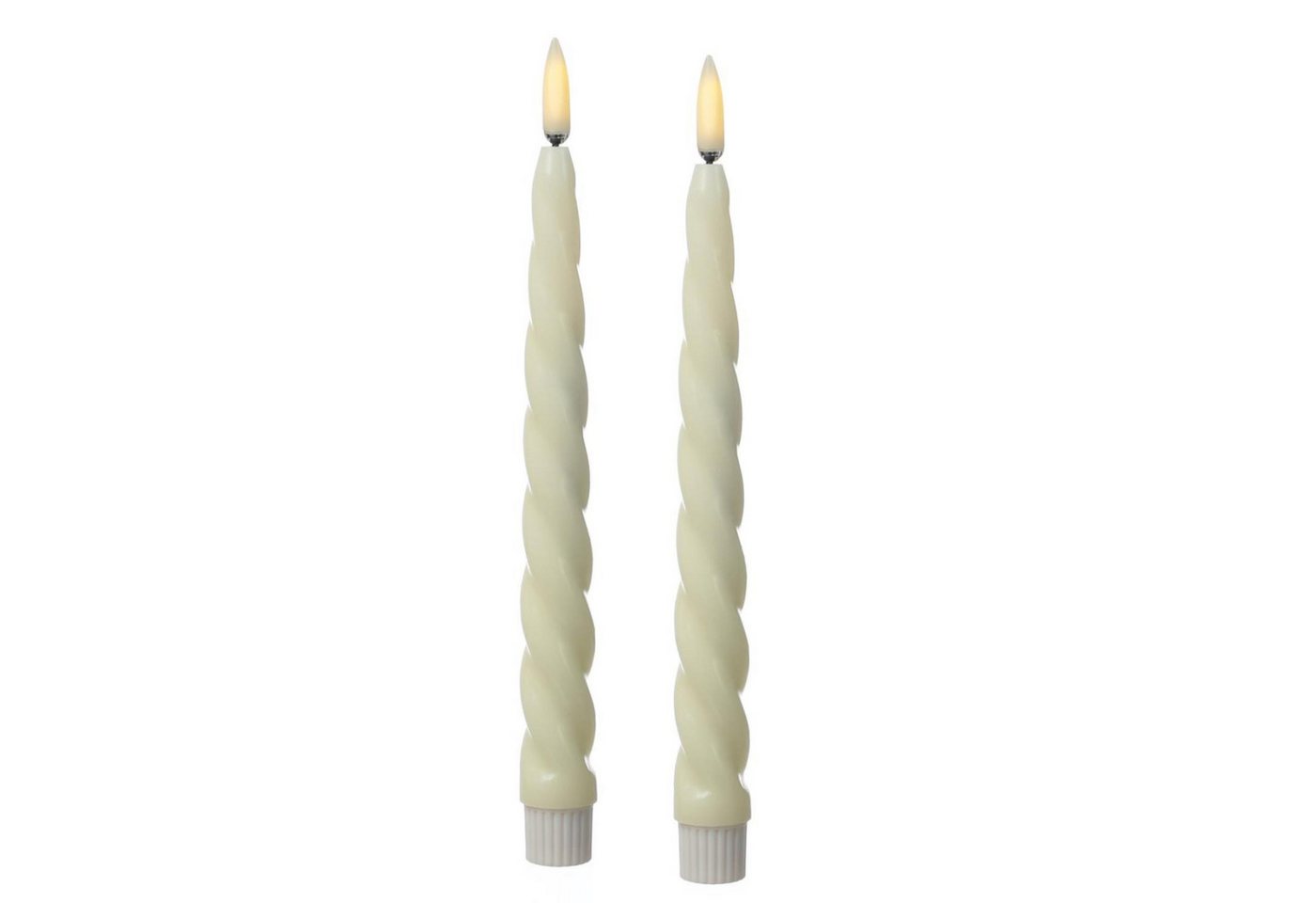 MARELIDA LED-Kerze LED Stabkerzen Twist Tafelkerzen gedreht Echtwachs H: 25cm creme 2St (2-tlg) von MARELIDA