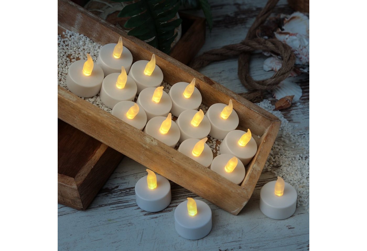 MARELIDA LED-Kerze »LED Teelicht gelb flackernd weiß 16er Set elektrische Kerze flammenlos« (16-tlg) von MARELIDA
