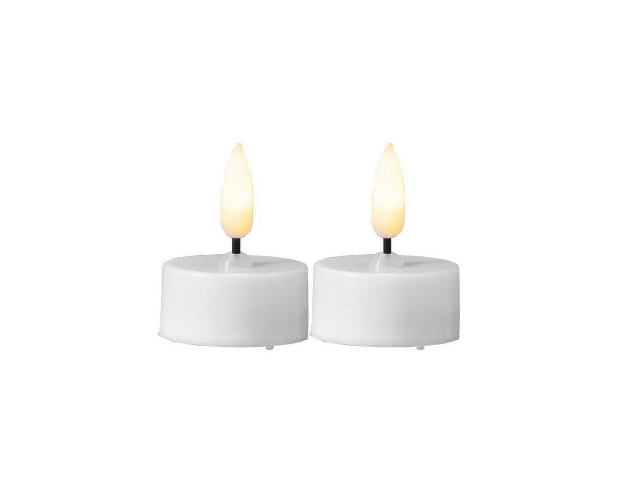 MARELIDA LED-Kerze LED Teelichter mit Batterien Timer flackernd D: 3,8cm weiß 2er Set (2-tlg) von MARELIDA