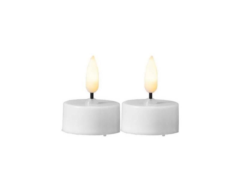 MARELIDA LED-Kerze LED Teelichter mit Batterien Timer flackernd D: 3,8cm weiß 2er Set (2-tlg) von MARELIDA