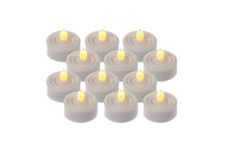 MARELIDA LED-Kerze LED Teelichter flackernd flammenlos mit Batterien Timer D: 3,6cm 12St. (12-tlg) von MARELIDA