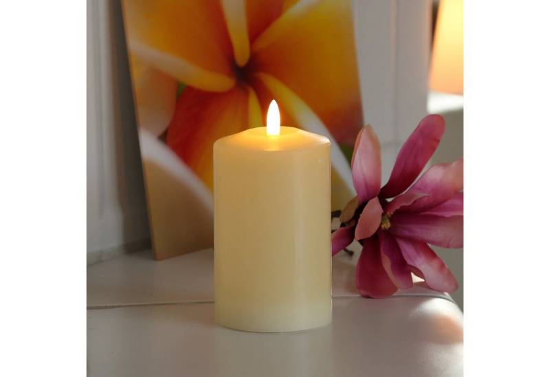 MARELIDA LED-Kerze Stumpenkerze Echtwachs flackernd H: 14cm D: 7,5cm Timer creme MARELIDA LED-Kerze Stumpenkerze Echtwachs flackernd H: 14cm D: 7,5cm Timer creme von MARELIDA