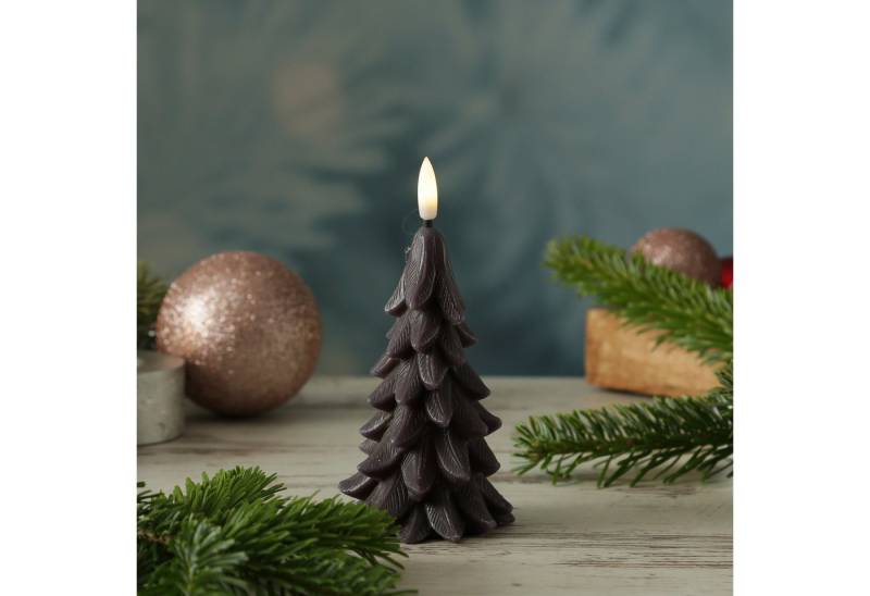 MARELIDA LED-Kerze Tannenbaum Weihnachtsbaum Baumform Echtwachs H: 16cm Timer grau MARELIDA LED-Kerze Tannenbaum Weihnachtsbaum Baumform Echtwachs H: 16cm Timer grau von MARELIDA