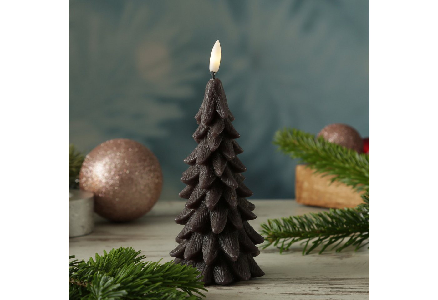 MARELIDA LED-Kerze Tannenbaum Weihnachtsbaum Baumform Echtwachs H: 19cm Timer grau MARELIDA LED-Kerze Tannenbaum Weihnachtsbaum Baumform Echtwachs H: 19cm Timer grau von MARELIDA