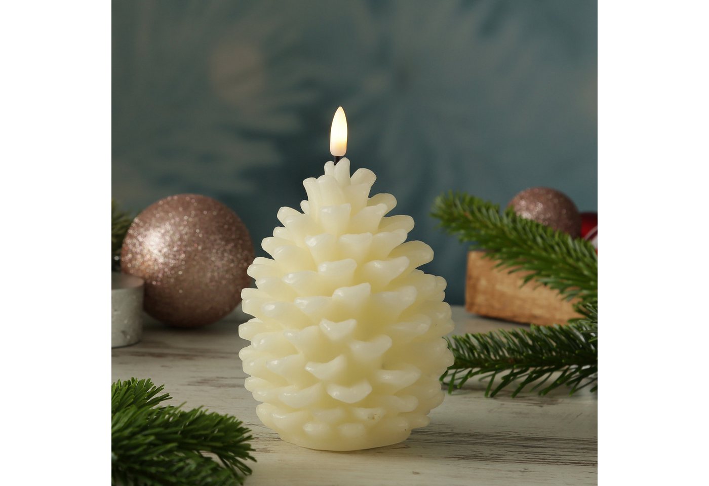 MARELIDA LED-Kerze Tannenzapfen Echtwachs Zapfenform Weihnachtsdeko H: 15,5cm Timer creme MARELIDA LED-Kerze Tannenzapfen Echtwachs Zapfenform Weihnachtsdeko H: 15,5cm Timer creme von MARELIDA