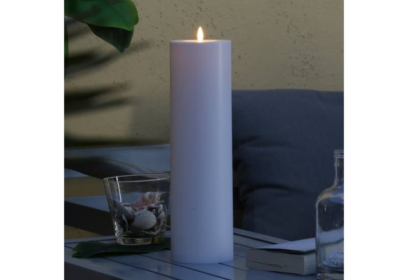 MARELIDA LED-Kerze XXL LED Kerze für Außen Outdoorkerze H: 37,5cm D: 10cm Timer Sensor von MARELIDA
