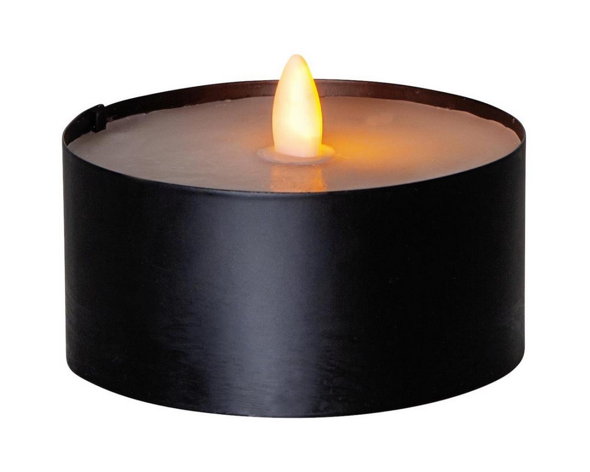 MARELIDA LED-Kerze XXL LED Teelicht H: 7cm D: 10cm Batteriebetrieb Timer f. Außen schwarz von MARELIDA