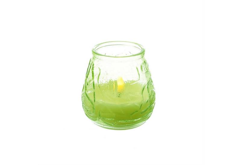 MARELIDA LED-Kerze im Glas LED Windlicht Echtwachs Timer mit Batterie H: 9,5cm grün von MARELIDA