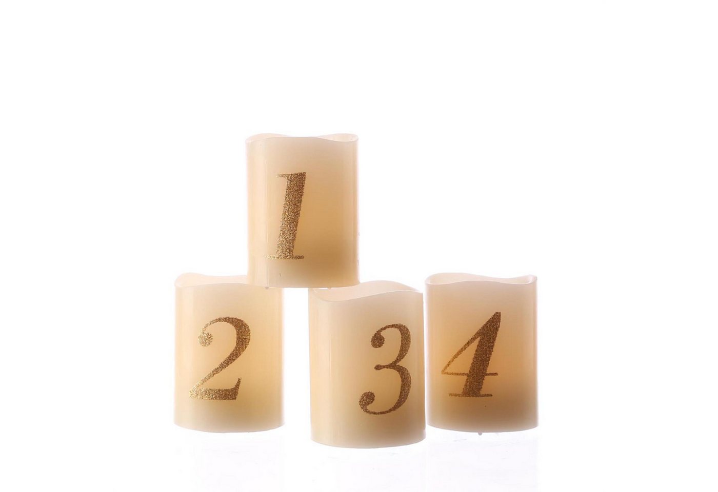 MARELIDA LED-Kerze mit Zahl Adventskerzen Weihnachtskerzen für Adventskranz Timer 4St. (4-tlg) von MARELIDA