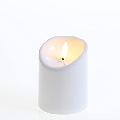 LED Kerzenset 3D Flamme - Outdoor Kunststoff Kerze - flackernd - Timer - wetterfest für Außen - weiß (10cm) von MARELIDA