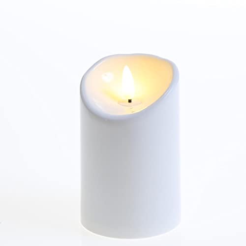 LED Kerzenset 3D Flamme - Outdoor Kunststoff Kerze - flackernd - Timer - wetterfest für Außen - weiß (12,5cm) von MARELIDA