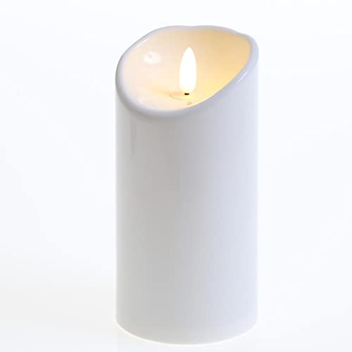 LED Kerzenset 3D Flamme - Outdoor Kunststoff Kerze - flackernd - Timer - wetterfest für Außen - weiß (15cm) von MARELIDA