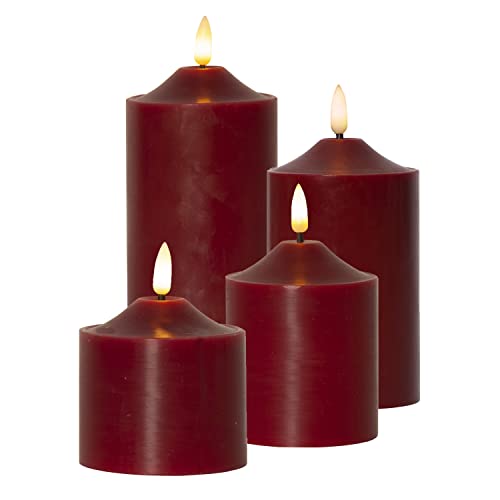 MARELIDA LED Kerzenset Flamme - Echtwachs - 3D Flamme - 4 Größen - Timer - rot - 4er Set MARELIDA LED Kerzenset Flamme - Echtwachs - 3D Flamme - 4 Größen - Timer - rot - 4er Set von MARELIDA