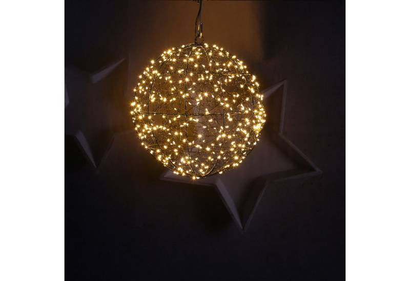 MARELIDA LED Kugelleuchte LED Drahtkugel Leuchtkugel 28cm 400LED Lichtkugel Innen Außen schwarz, LED Classic, ultra-warmweiß / bernstein (1800K bis 2100K) von MARELIDA