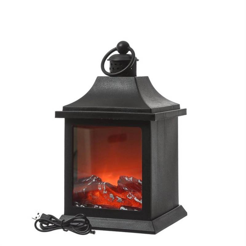 MARELIDA LED Laterne LED Kamin mit Feuereffekt Tischkamin Dekokamin H: 31cm Batterie/USB, LED Classic, rot von MARELIDA