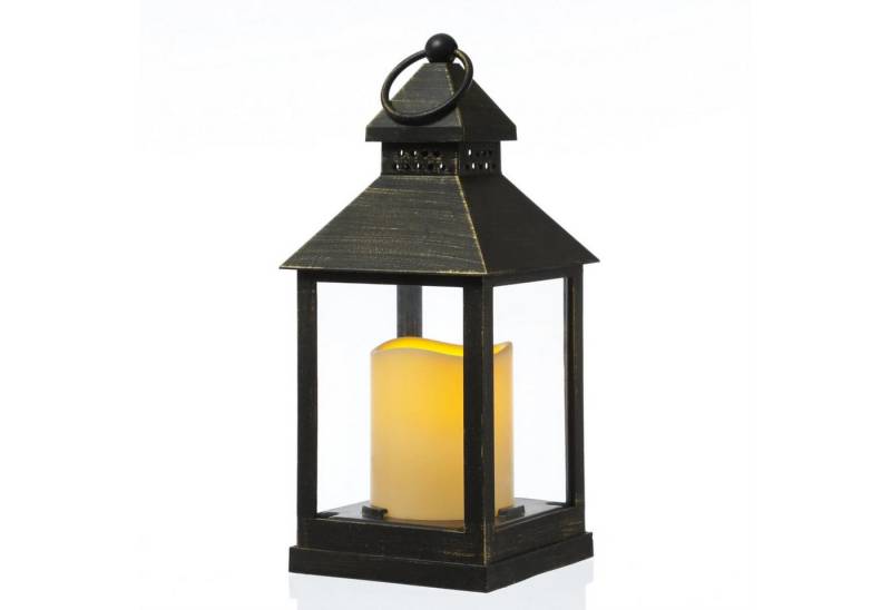 MARELIDA LED Laterne LED Laterne mit LED Kerze Windlicht flackernd H: 23cm schwarz, LED Classic, warmweiß (2100K bis 3000K) von MARELIDA