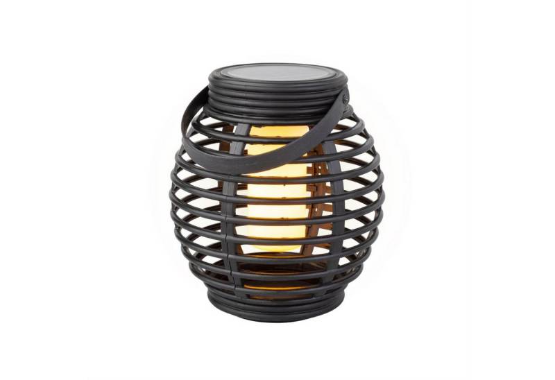MARELIDA LED Laterne LED Solar Laterne Flammeneffekt Balkon Tischleuchte Korboptik Sensor, LED Classic, gelb von MARELIDA