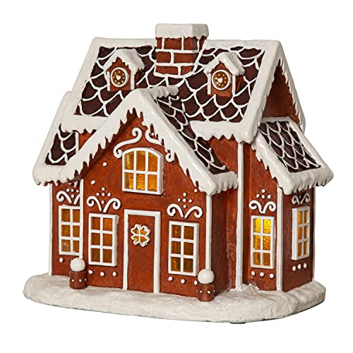 MARELIDA LED Lebkuchenhaus - 3 warmweiße LED - H: 24,5cm - Timer - Batterie oder Trafo - braun von MARELIDA