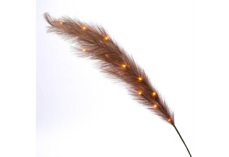 MARELIDA LED-Leuchtzweig LED Federbüschel Pampasgras Dekozweig Leuchtzweig 118cm braun, 15-flammig von MARELIDA