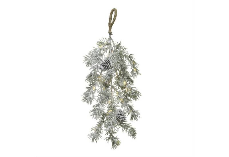 MARELIDA LED-Leuchtzweig LED Tannenzweig mit Zapfen Leuchtzweig Schneeoptik 30LED 50cm Außen, 30-flammig von MARELIDA