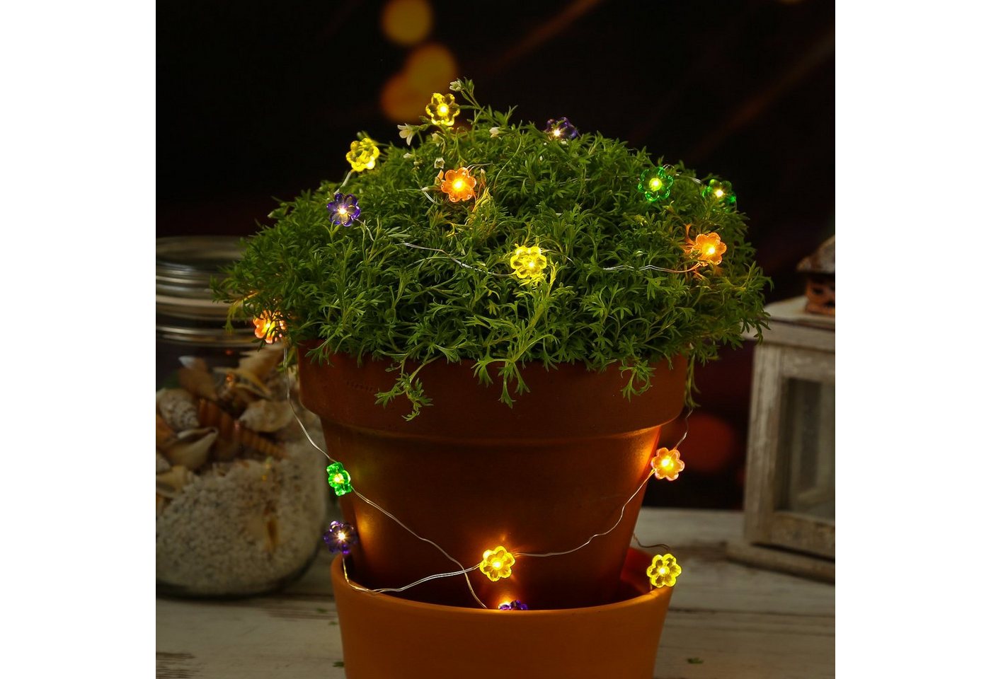 MARELIDA LED-Lichterkette LED Draht Lichterkette Blumen 20 LED 1,9m Batteriebetrieb bunt, 20-flammig von MARELIDA