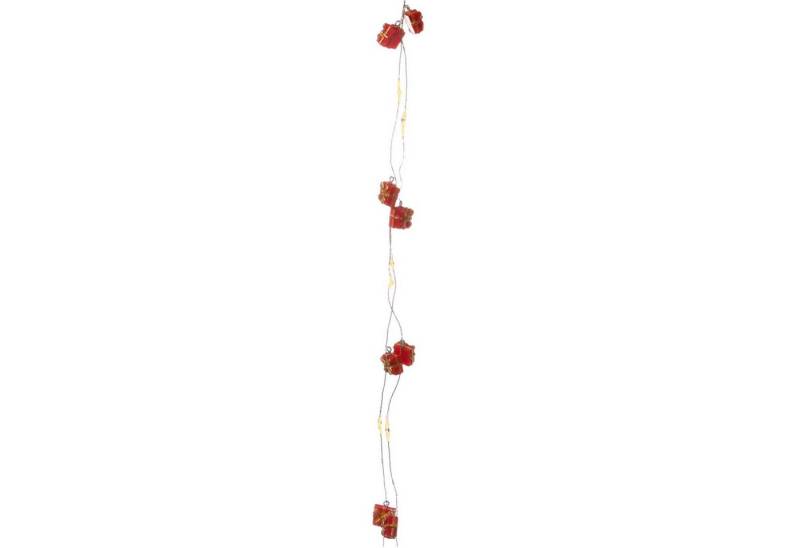 MARELIDA LED-Lichterkette Geschenke 20 LED Timer Silberdraht Weihnachtsdeko rot, 20-flammig von MARELIDA