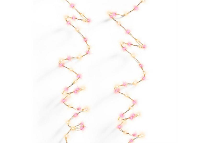 MARELIDA LED-Lichterkette Büschel Compact Twinkle 567LED pink bernstein 8 Funkt. 9m Draht gold, 567-flammig von MARELIDA